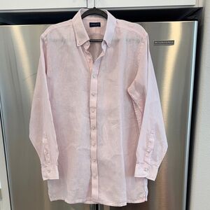 Proper Cloth Men's Pink Linen Button-Up Shirt